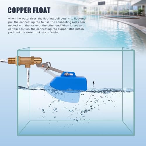 1/2 Inch Brass Float Valve for Water Tank with Hose Auto Shut Off Pool Fill Valve Automatic Fill Float Ball Valve for Stock Fountains Livestock Waterer Troughs (1/2 Inch Float Valve, 2)