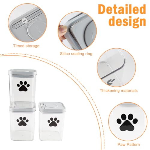 3pack Airtight Dog Treat Jars|48oz POP Dog Cat Food Container|Plastic Dog Cat Treat Container for Kitchen Counter|Puppy Food Bin|Dog Cookie Jar-Keep Food Fresh Crispy-BPA free