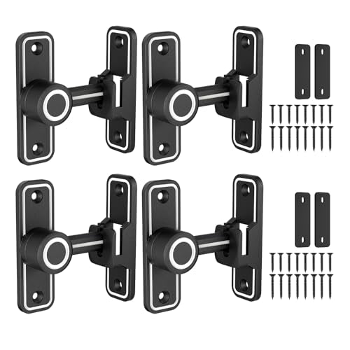 Barn Door Lock 2.4" 90/180 Flip Gate Latch, Luminous Black-4 Pcs - color: Luminous Black-4 Pcs