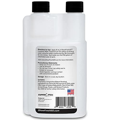 Show FresH2O Livestock Water Treatment for Drinking Water - Effectively Eliminates Chlorine & Removes Related Odor in Drinking Water, Easy to Use, Treats Up to 150 Gallons of Chlorinated Water - 16oz - size: 16 oz