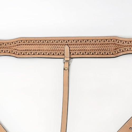 HILASON Horse Saddle Flank Cinch Girth Handtooled Leather W/Billets Antique Tan Comfytack
