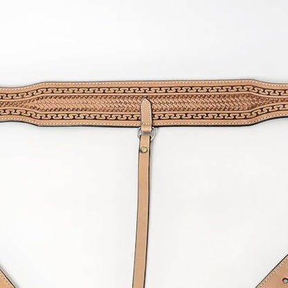 HILASON Horse Saddle Flank Cinch Girth Handtooled Leather W/Billets Antique Tan Comfytack