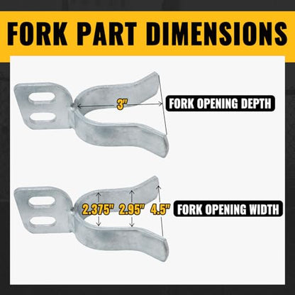 VIVIDA 1-3/8" x 2-3/8" Chain Link Gate Hinge Kit, Chain Link Gate Hardware | Include 1-3/8" x 2-3/8" Fence Gate Hinge Kit, 1-3/8" x 2-3/8" Chain Link Gate Latch, Galvanized Steel - size: 1-3/8" × 2-3/8" (SILVER)