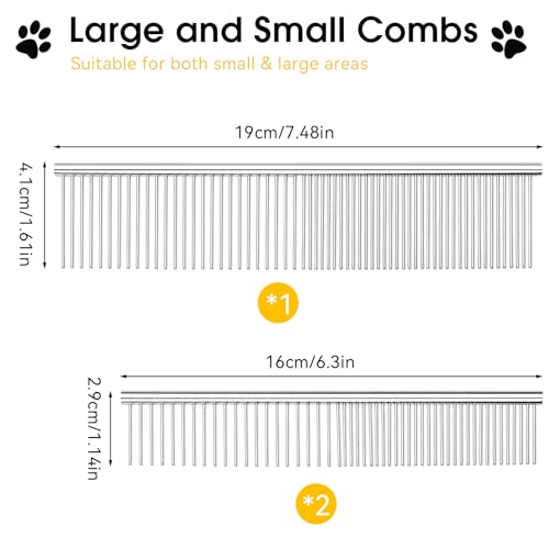 BEVTEE 3 Pcs Dog Combs for Grooming Matting, Greyhound Metal Comb for Cat