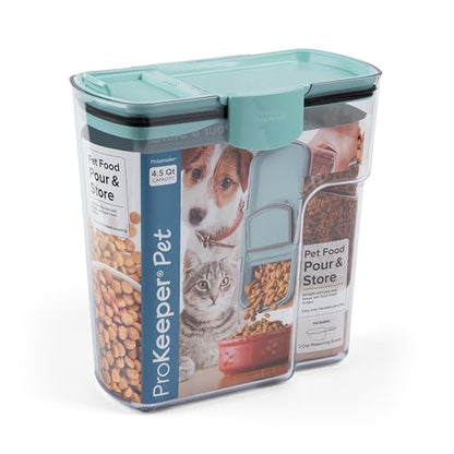 ProKeeper by Progressive Pet Food Storage Collection – Airtight Containers for Dog and Cat Food & Treats – Silicone Seal, Stackable, Dishwasher Safe (4.5 Quart Pet Food Pour & Store)