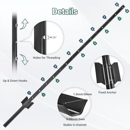 Fence Posts 4.8 FT Black, 10 Pack Heavy Duty U Posts - color: Black, size: 4.8FT-10Pack