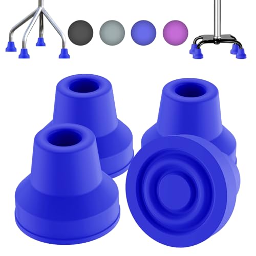 supregear Quad Cane Tips (4-Pack) - Heavy Duty Rubber Cane Tip - Non-Slip Extreme Grip Replacement Foot Pad - Accessories for Walking and Standing Stick for Women, Men, Seniors, Elderly - color: Blue, size: 5/8 Inch