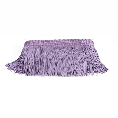 Chainette Fringe Trim 5 Yard x 4 Inches Fabric Tassel Trims - color: Light Purple, size: 4"-5Yards/R