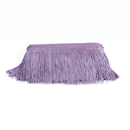 Chainette Fringe Trim 10 Yard x 4 Inches Fabric Tassel Trims - color: Light Purple, size: 4"-10Yards/R