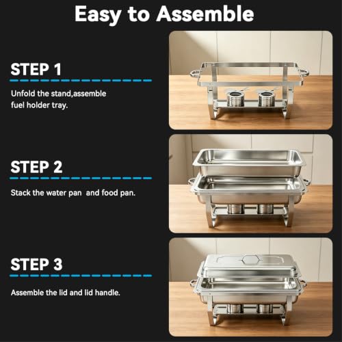 9QT Chafing Dishes for Buffet 4 Pack with 4 Full-Size Pans Silver - color: Silver-002