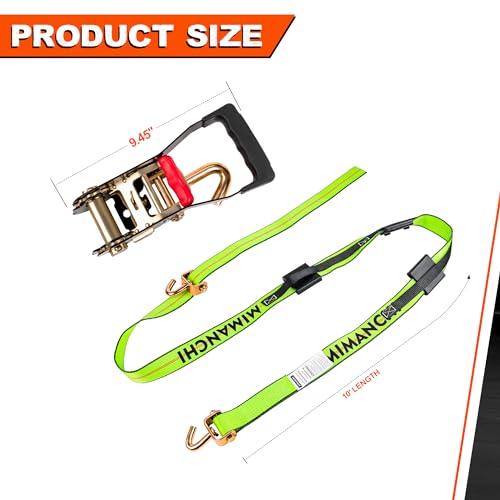 2" x 10'Car Hauler Straps,4Pack,Wheel Strap w/Swivel J Hook Idler | Tire Tie Down Straps with 3 Rubber Blocks Use for Car, Truck, ATV, Heavy Duty Ratchet Vehicle Trailer Tie Down Kit