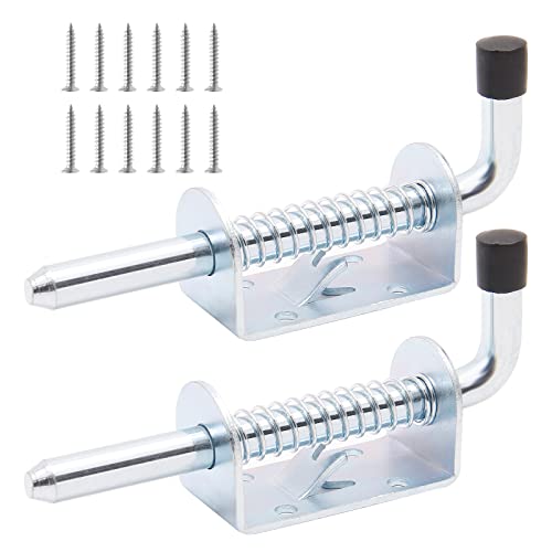 5 Inch Spring Loaded Gate Latch Pin, 2pcs Barrel Bolt Spring Latch | Chrome, Heavy Duty, Steel Door Lock Latch, for Cabinet, Shed, Trailer, Equipment - color: Chrome