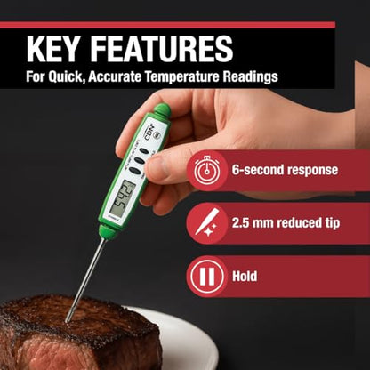 CDN ProAccurate® Instant Read Digital Pocket Thermometer with 2.75" Stainless Steel Tip for Accurate Temperature Measurement, Green (DT450X-G) - color: Green