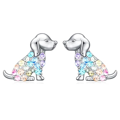 Cat Dinosaur Dragon Horse Stud Earrings for Women,Animal Wolf Sloth Fox LLama Butterfly Earrings Gifts Jewelry - color: Stud Dog