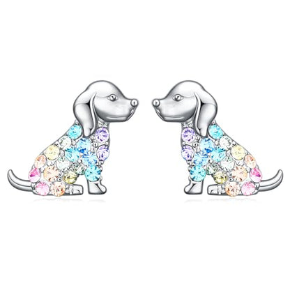 Cat Dinosaur Dragon Horse Stud Earrings for Women,Animal Wolf Sloth Fox LLama Butterfly Earrings Gifts Jewelry - color: Stud Dog