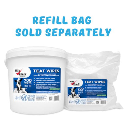 Milk Check - Teat Wipes 7" x 8" [PAIL - 700 wipes] - size: 700 Count (Pack of 1)