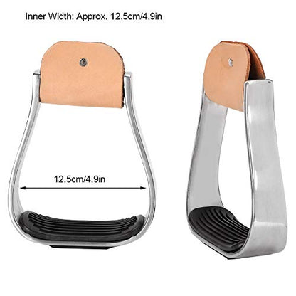 Aluminum Western Horse Saddle Stirrups, 4.9 Inch Width, Metal Construction for Horse Riding