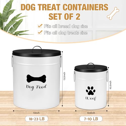 DoubleFill Extra Large 23+10 lb Metal Dog Food Storage Containers, White - color: White, size: Extra Large 23+10 lb