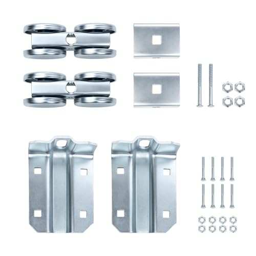 HOME MASTER HARDWARE Box Rail Hanger Kit 2 Set, Exterior Barn Door Hardware Kit, Rated Safe Working Load 225 lbs, Zinc Plated