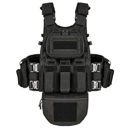 YAKEDA Tactical Training Vest with PALS System - Multi-Pocket Adjustable Straps Quick-Release Buckle for Hunting - color: Black2.0