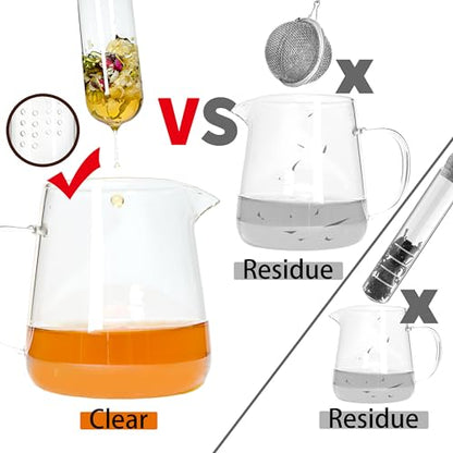 2 PCS Glass Loose Tea Infuser with Cork Lid Spoon Brush