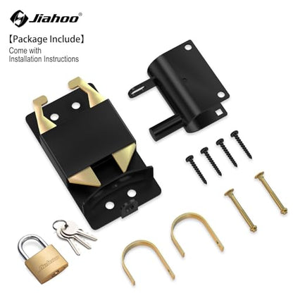 JIAHOO 2 Way Farm Gate Latch, Heavy Duty Gate Latches for Metal Tube Gates - style: Farm Gate Latch & Padlock