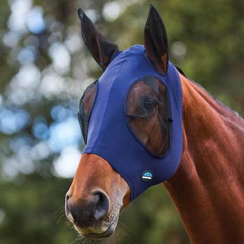 WeatherBeeta ComFiTec Stretch Fly Mask with Ears, Navy/Black, Small - color: Navy/Black, size: S