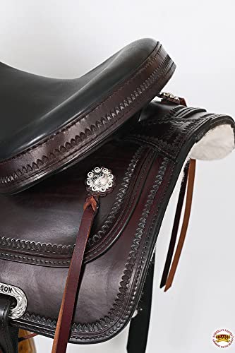HILASON Hand-Tooled Leather Draft Horse Western Saddle for Trail Riding - size: 16 In