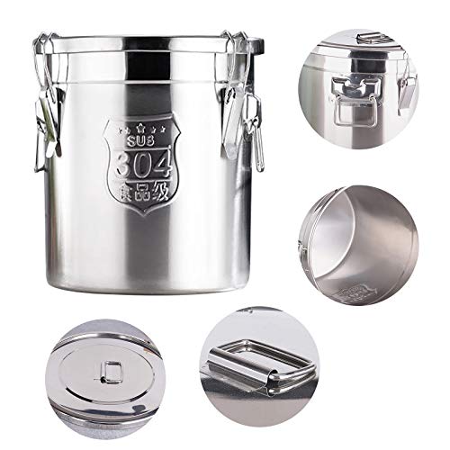 CNCEST Stainless Steel Airtight Canister for Kitchen, Rice Cereal Grain Canisters Container for Household Kitchen Food Bean Flour Oil Sugar Milk Cookie Storager Bucket w/Handles Lid (6L) - size: 6L