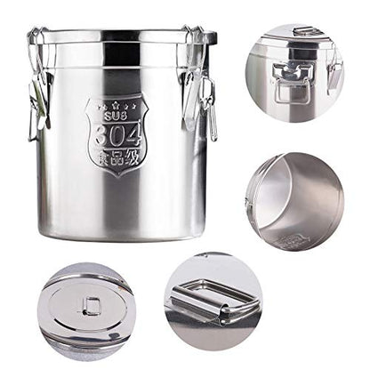 CNCEST Stainless Steel Airtight Canister for Kitchen, Rice Cereal Grain Canisters Container for Household Kitchen Food Bean Flour Oil Sugar Milk Cookie Storager Bucket w/Handles Lid (6L) - size: 6L