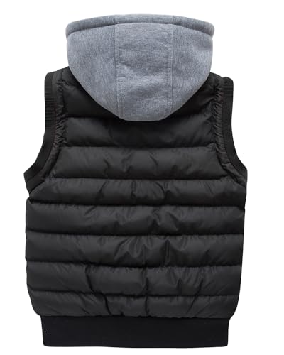 wantdo Boys' Puffer Vest Waterproof Sleeveless Winter Coat with Zip Pockets - color: Black, size: 6-7