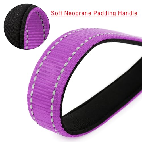 PLUTUS PET 10” Short Dog Leash, Reflective Nylon Padded Handle, Strong Traffic Leash with Carabiner Clip, Perfect for Large or Medium Dogs（10”，Purple | Reflective, Heavy Duty Strong Nylon, Traffic Leash with Carabiner Clip for Training Walking (10", Purpl