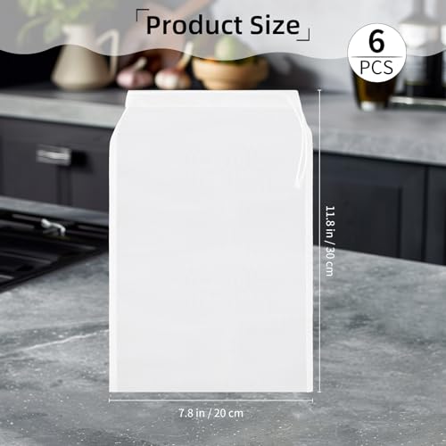 6 Pcs Nut Milk Bag 12 x 8 Inch, 200 Mesh Reusable Fine Mesh Nylon Strainer Bag, Cheese Cloth Bag for Straining Cheese, Yogurt, Juice, Coffee, Tofu, Tea, Almond Milk