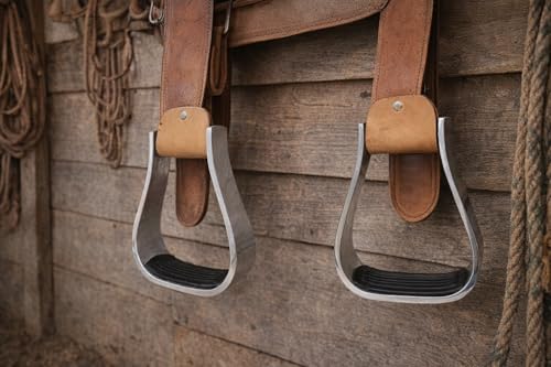 Horse Saddle Bell Stirrups Width 4-3/4" Western Brown Leather 5101