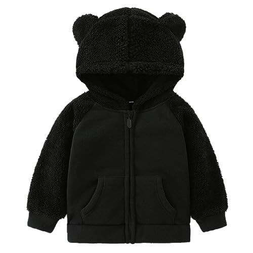 Toddler Winter Coats Baby Boys Girls Fuzzy Sherpa Fleece Jackets - color: Z-black, size: 2-3T