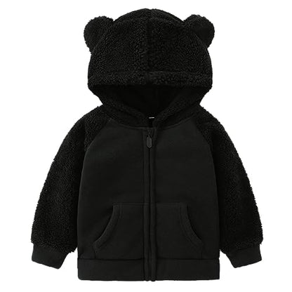 Toddler Winter Coats Baby Boys Girls Fuzzy Sherpa Fleece Jackets - color: Z-black, size: 5-6 Years