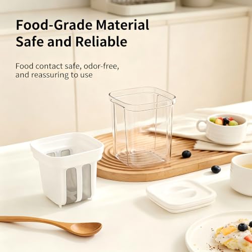 Premium Greek yogurt strainer with lid, 80-mesh stainless steel sieve