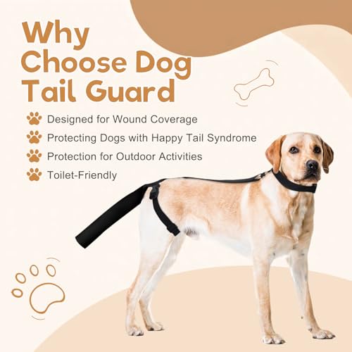 Dog Tail Protector for Large Dogs Adjustable Harness Style Tail Guard-Black