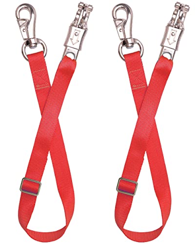 Adjustable Trailer Tie （2 Pack）-Horse Trailer Nylon Strap Tie，Adjusted from 25 to 37” - color: Red