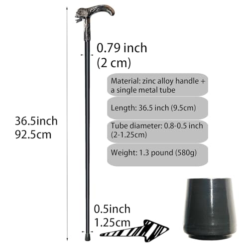Walking Cane for Men & Women & Seniors - 36.5 Inch Skull Metal Cane