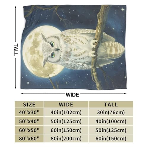 Owl Soft Cozy Blanket Owls Moon Throw Blanket Super Plush Warm Stuff Lightweight Fleece Flannel Blankets Gifts for Women Girls Kids Adults 50"X40" - color: Owl, size: 50"x40"