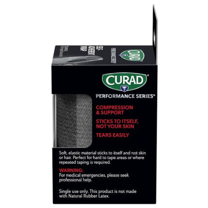 CURAD Performance Series Self-Adherent Athletic Wrap, Black, 3 inches x 5 yards, Compression Support for Sports Injuries, Joint Stability, and Muscle Recovery - size: 1 Count (Pack of 3)