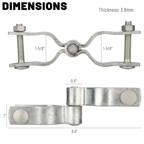 1-5/8"x 1-5/8" Chain Link Fence Gate Post Female and Male Hinge 2 Pack | Chain Link Fence Hinges Heavy Duty Galvanized Steel Chain Link Gate Hinge Kit with Bolts & Nuts - size: 1-5/8" x 1-5/8"
