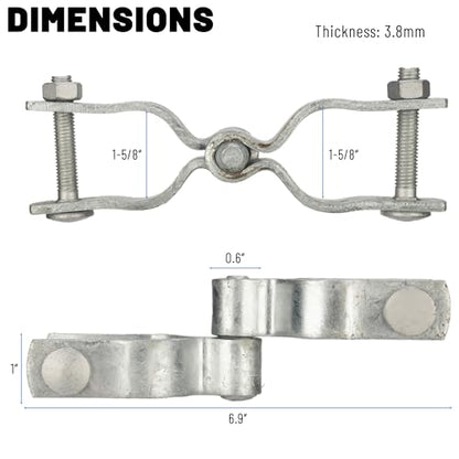 1-5/8"x 1-5/8" Chain Link Fence Gate Post Female and Male Hinge 2 Pack | Chain Link Fence Hinges Heavy Duty Galvanized Steel Chain Link Gate Hinge Kit with Bolts & Nuts - size: 1-5/8" x 1-5/8"