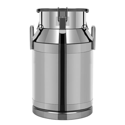 60L/15.85Gal Stainless Steel Milk Can, Milk Transport Can, Jug Wine Pail Bucket Bottle, Liquid Container Storage Barrel with Strong Silicone Sealed Lid, Stainless Steel Sealed Tank - size: 60L/15.85Gal