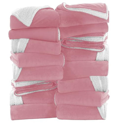 IR Imperial Rooms 16 Pack Bulk Sherpa Throw Blankets 50x60 Baby Pink - color: Baby Pink, size: Throw (Pack of 16)