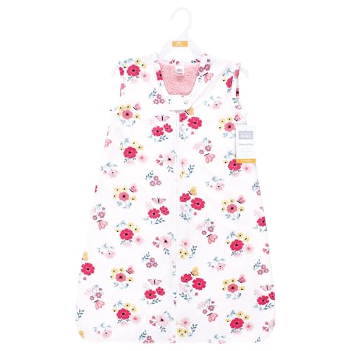 Hudson Baby Infant Girls Long Sleeve Plush Faux Fur Sleeping Bag, Wearable Blanket - color: Butterfly Floral, size: 6-12 Months