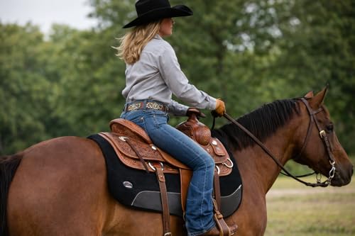 CHALLENGER Horse Western Wool Felt Contoured Close Contact Barrel Saddle Pad Purple 39121 - color: Black, size: 30" Spine x 15" Drop