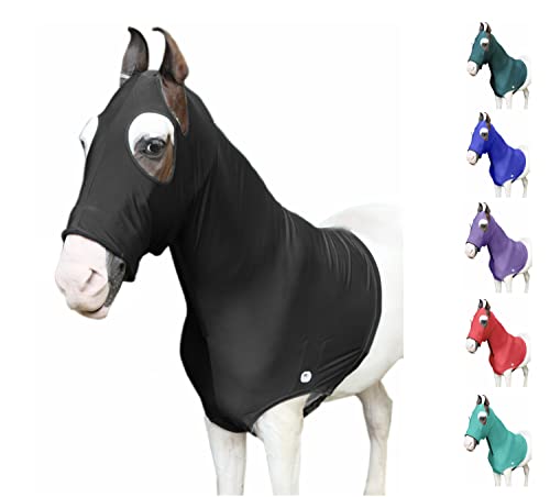 Majestic Ally Stretch Horse Hood with Zipper, Small, Black - color: Black, size: Small