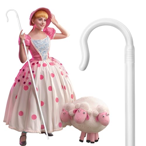2-Pack Adjustable Shepherd Staff Set – White & Brown 63IN Crook Canes for Nativity, Halloween & Wizard Costumes